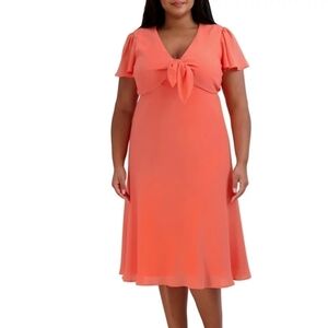 BCBG NWT pink tie front ruffle dress size xl